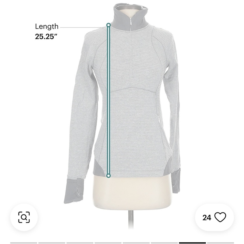 Lululemon Runderful 1/2 Zip Mini Check Pique White Heathered Slate Women's Sz 6 - Picture 8 of 8